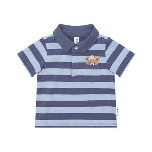 Huxbaby Boys Peeping Hux Blue Stripe Polo T-Shirt